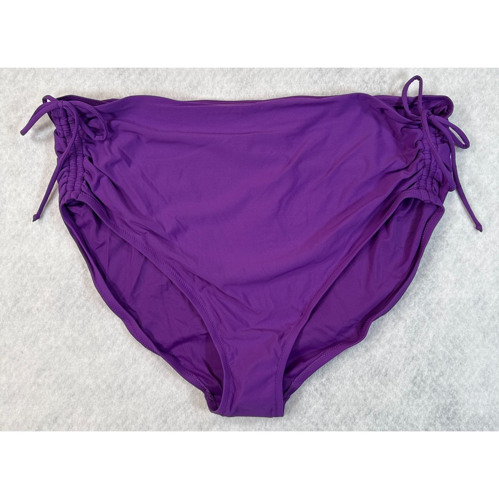 Calia Ruched Side Bikini Bottom Womens 2X Purple Punch Swim Plus Size NWT